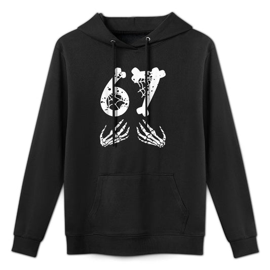 67 Skeleton Hand Halloween Six Seven Funny 67 Meme Relaxed Fit Hoodie