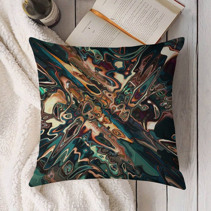 Melting Copper Abstract Linen Throw Pillow Cover