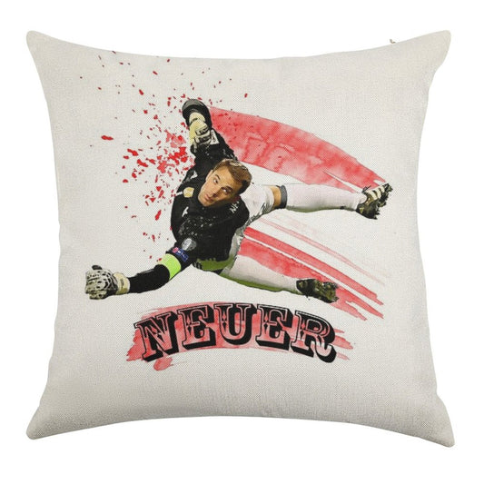 Manuel Neuer Linen Throw Pillow Cover
