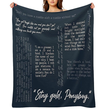 Outsiders Word Cloud - Stay Gold Ponyboy Throw Blanket