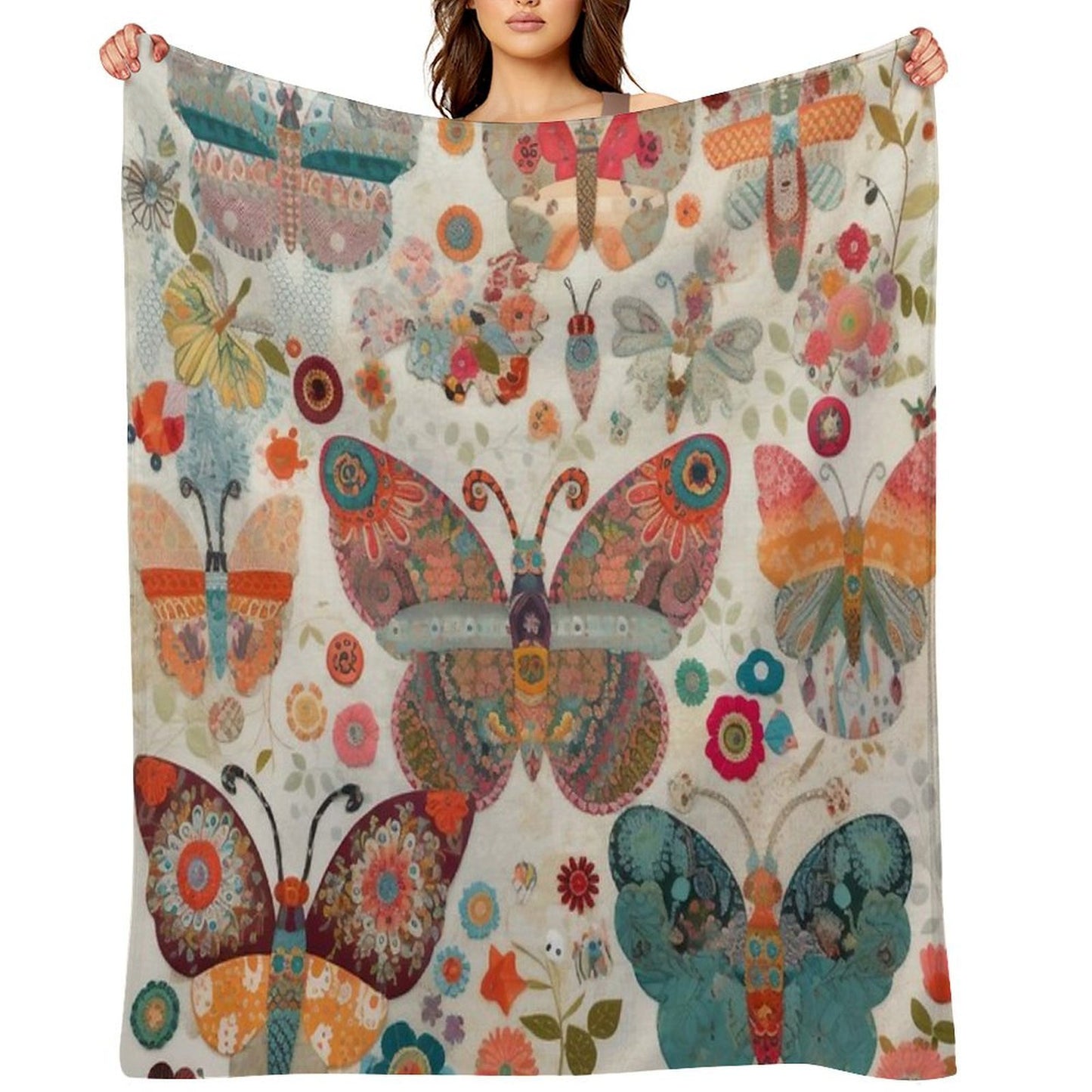 Colorful Whimsical Butterflies And Flowers Puzzle Throw Blanket