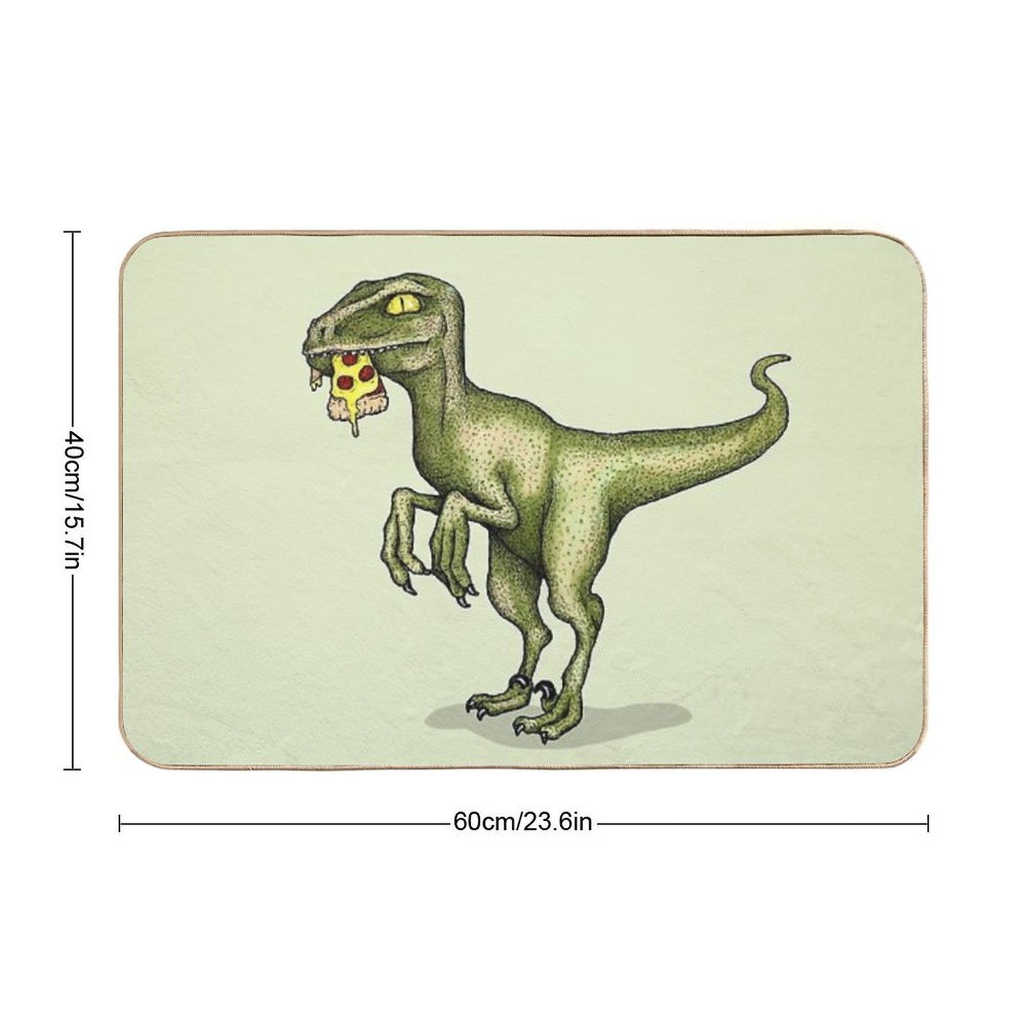 Raptor Dinosaur Eating Pizza Slice Bath Mat