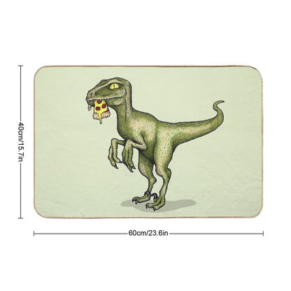 Raptor Dinosaur Eating Pizza Slice Bath Mat