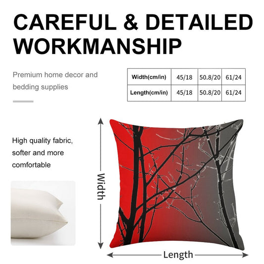 Red And Gray Linen Throw Pillow Cover
