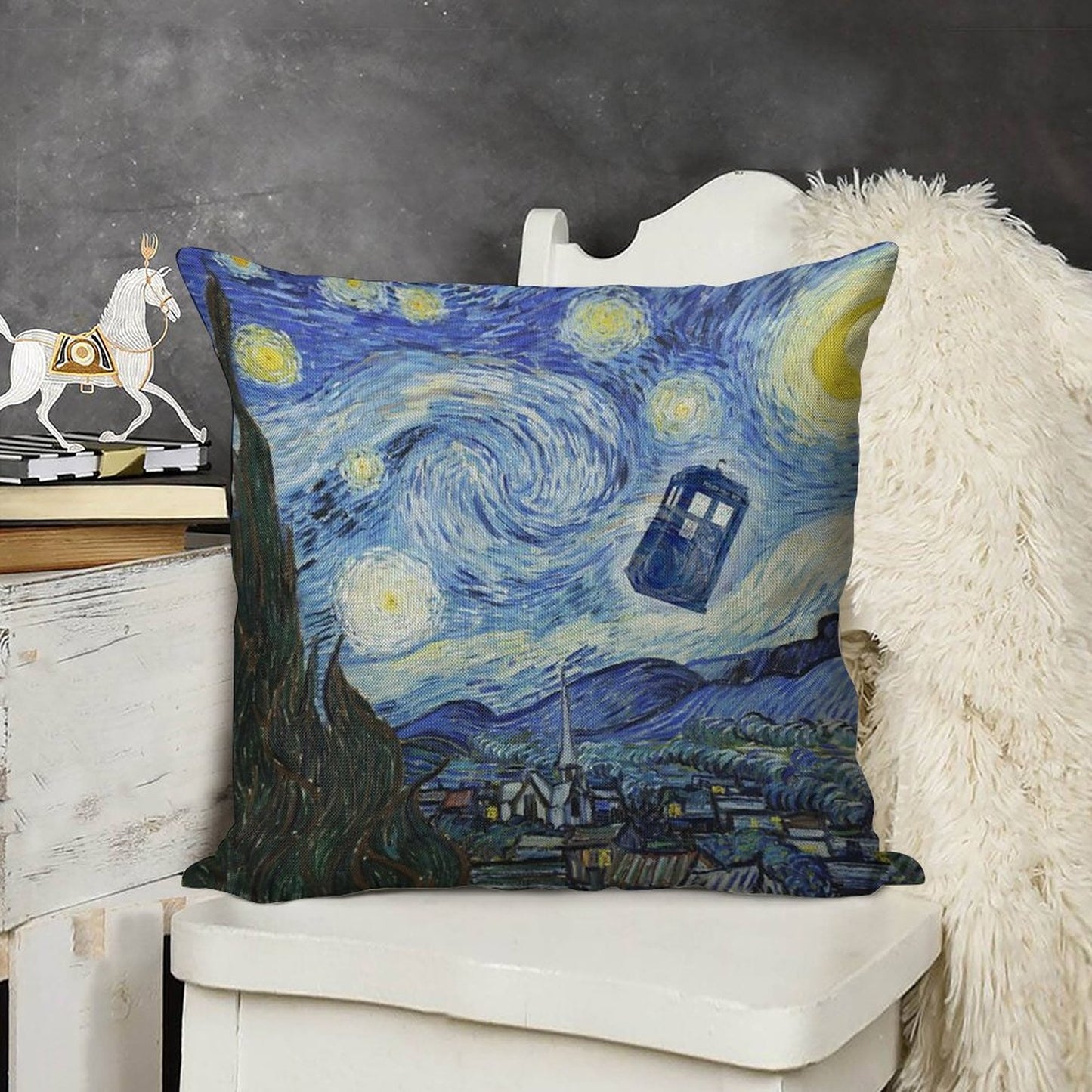 Vincent And The Doctor Linen Throw Pillow Cover