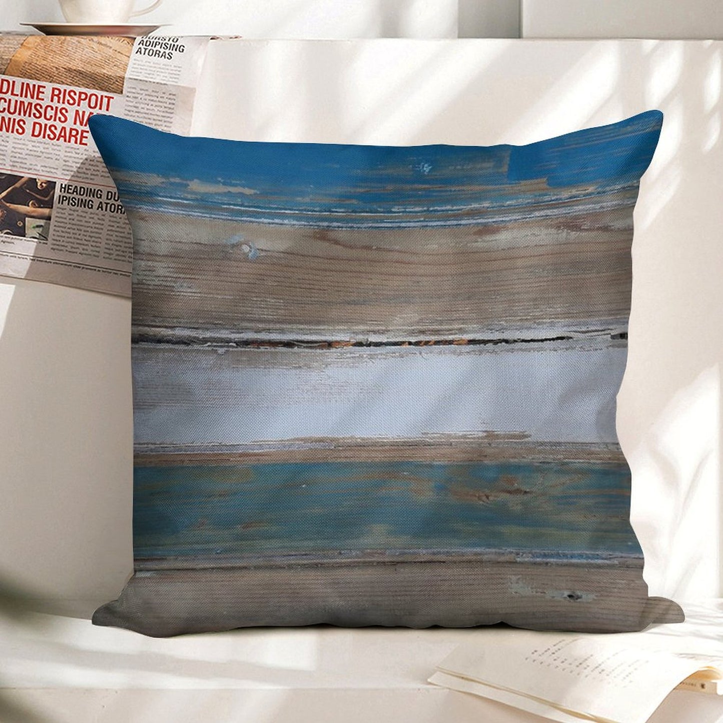 Beach Decor Five Stripes Linen Throw Pillow Cover