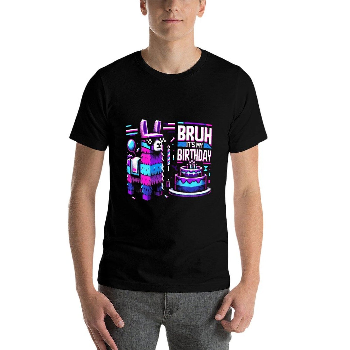 Bruh Its My Birthday Llama Pinata Boy Girl Family Party Bday  Fade-proof Color T-Shirt