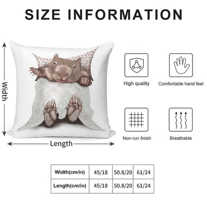 Wombat in Bed Soft Bedroom Essential Throw Pillow