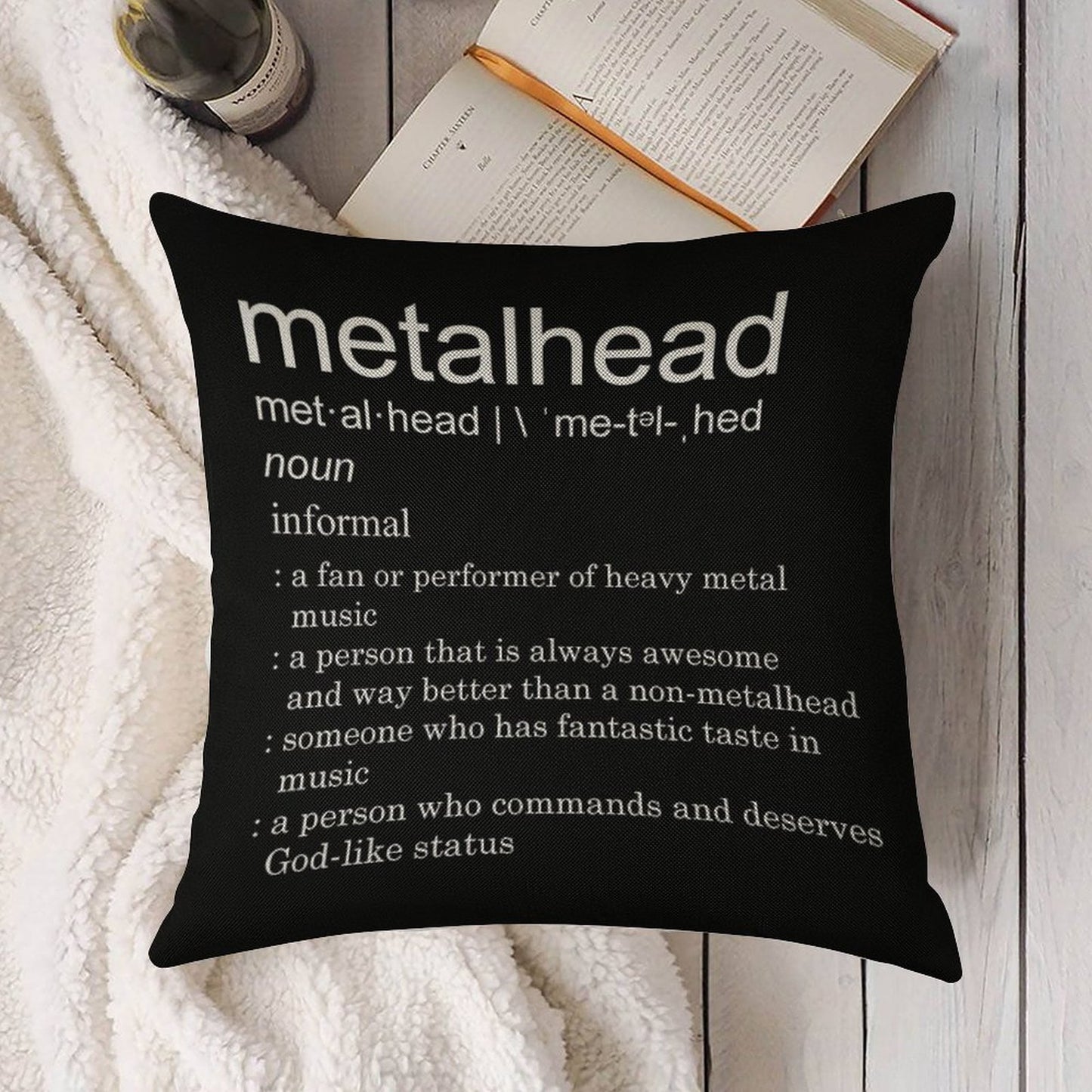 Metalhead Meaning Linen Throw Pillow Cover