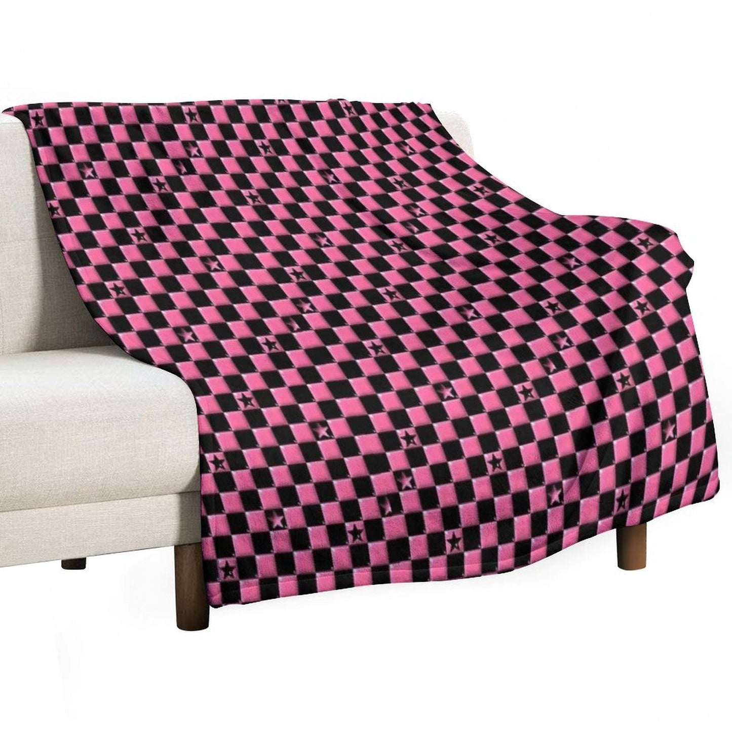 Emo Black And Pink Stars Throw Blanket