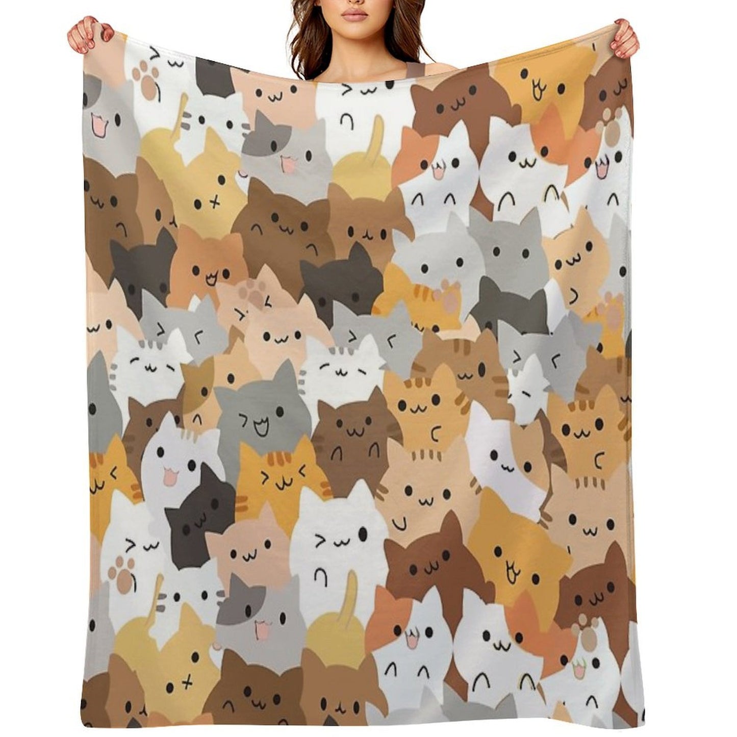 Sweet Happy Cub Kittens - Cats Pattern Throw Blanket