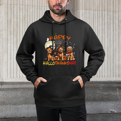 Happy Halloween Thanksgiving Christmas Golden Retriever Xmas Sweatshirt Unisex Design Hoodie