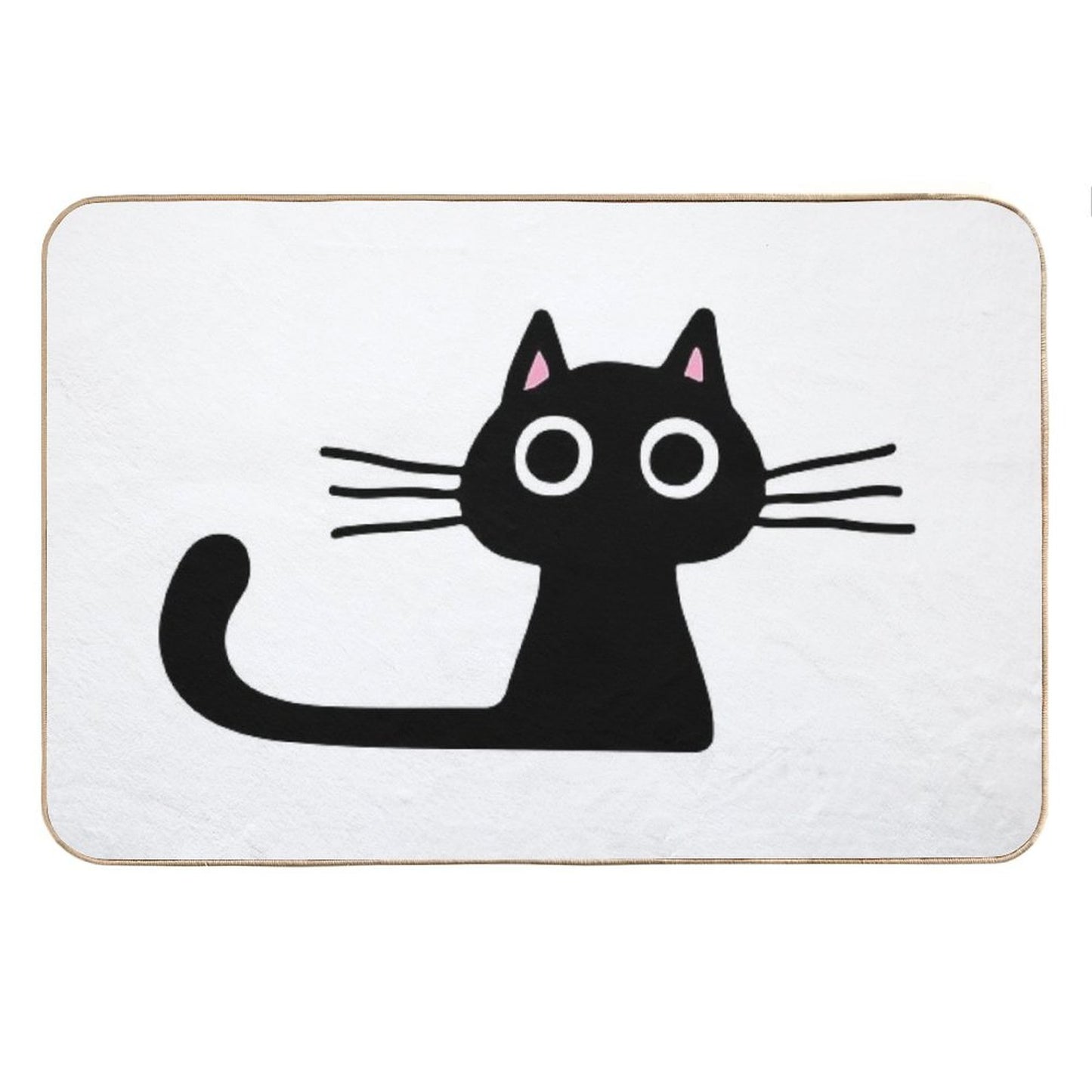Cutie Kitty Cat Wide Eyed Black Kitten Bath Mat