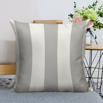 Silver Gray And White Stripes Linen Throw Pillow Cover