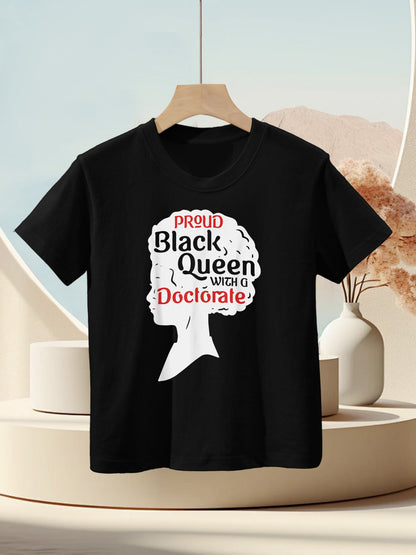 Proud Black Queen PhD Graduation Gift Afro Doctorate Kids T-Shirt
