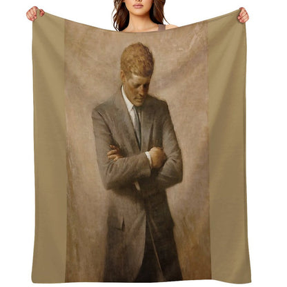 John F Kennedy Official Portrait by Aaron Shikler Throw Blanket