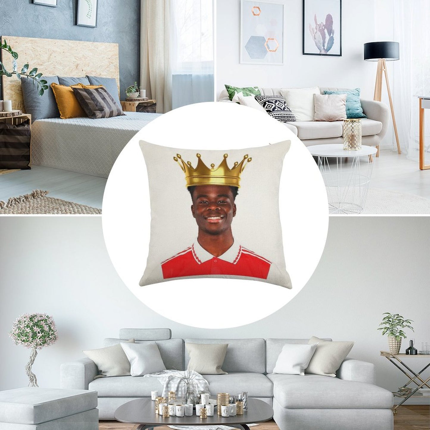 King Bukayo Saka Linen Throw Pillow Cover