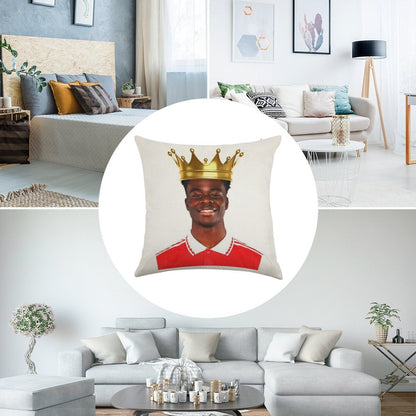 King Bukayo Saka Linen Throw Pillow Cover
