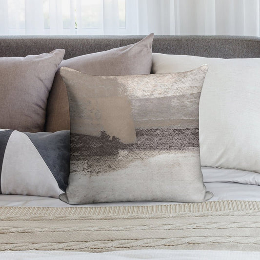 Taupe And Charcoal Grey Horizontal Modern Abstract Painting Soft Ultra-Soft Texture Throw Pillow