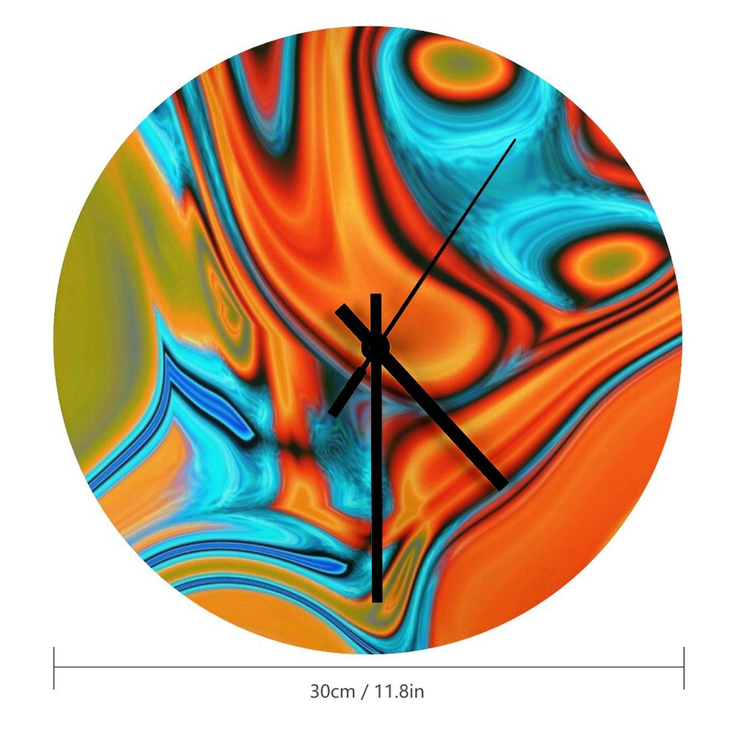Vivid Modern Southwest Hipster Turquoise Orange Swirls Wall Clock