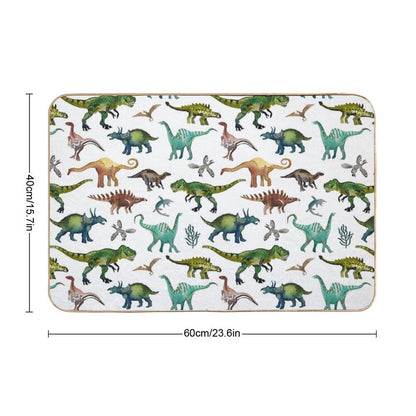 Dino-Mite Dreams for Kids  Trendy Dinosaur Pattern  Unique Gift Idea. Bath Mat