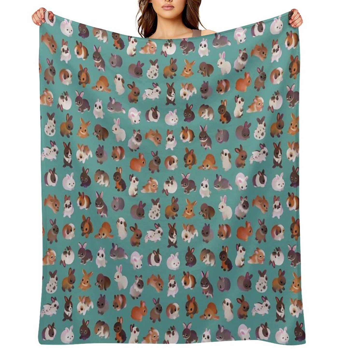 Bunny Day - Green Throw Blanket