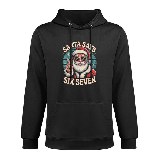 Funny Santa Says Six Seven Christmas 67 Meme Xmas Cool Kangaroo Pocket Hoodie