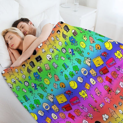 BFDI All Characters (Rainbow) Throw Blanket