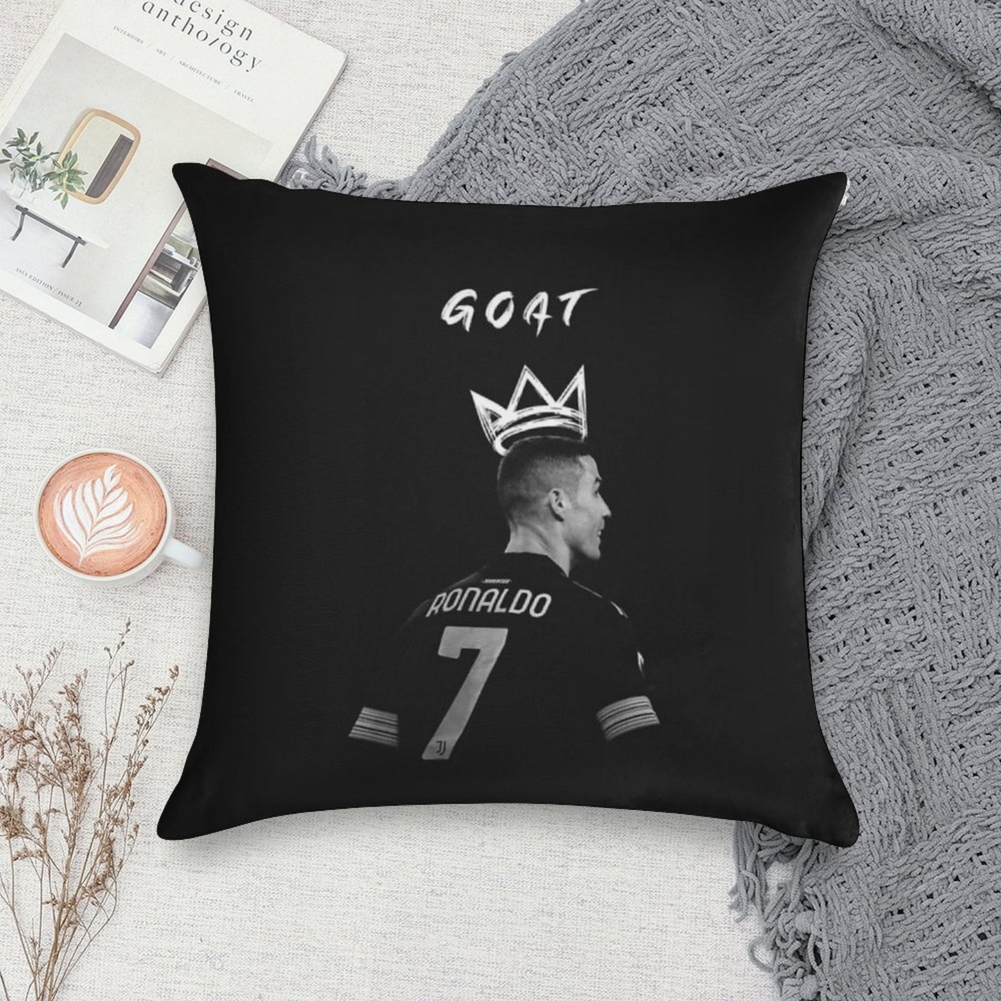 Cristiano Ronaldo Goat Soft Anti-Pilling Throw Pillow