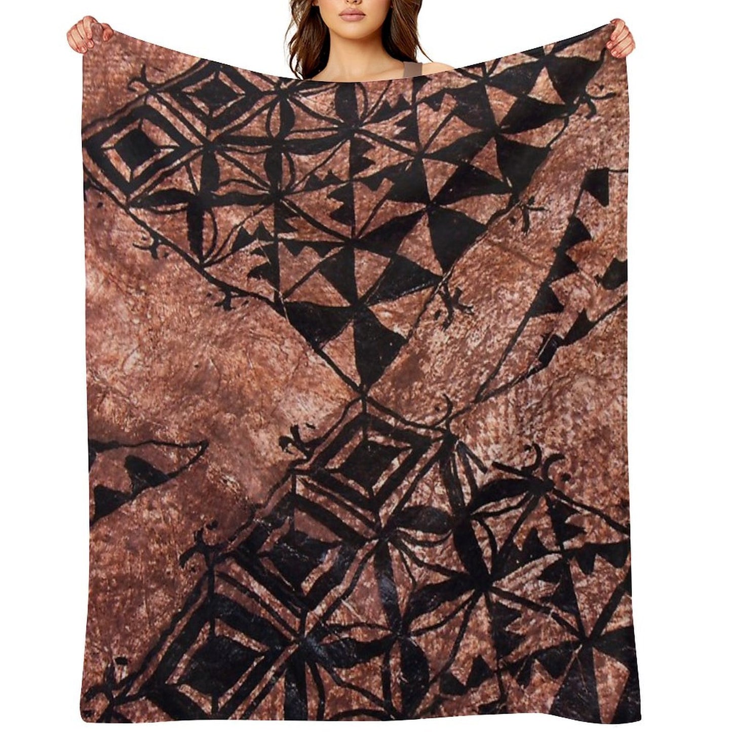 Tongan Tapa Design Throw Blanket