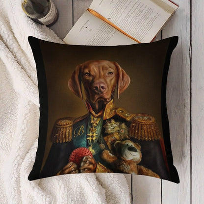Bertie The Hungarian Vizsla - Dog Portrait Linen Throw Pillow Cover