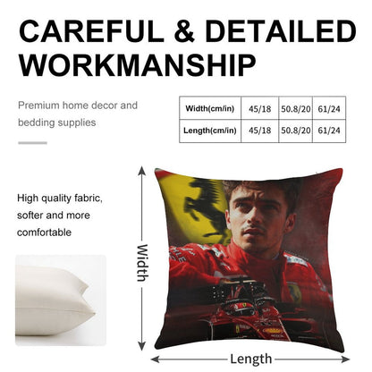 Charles Leclerc F1 2022 Linen Throw Pillow Cover