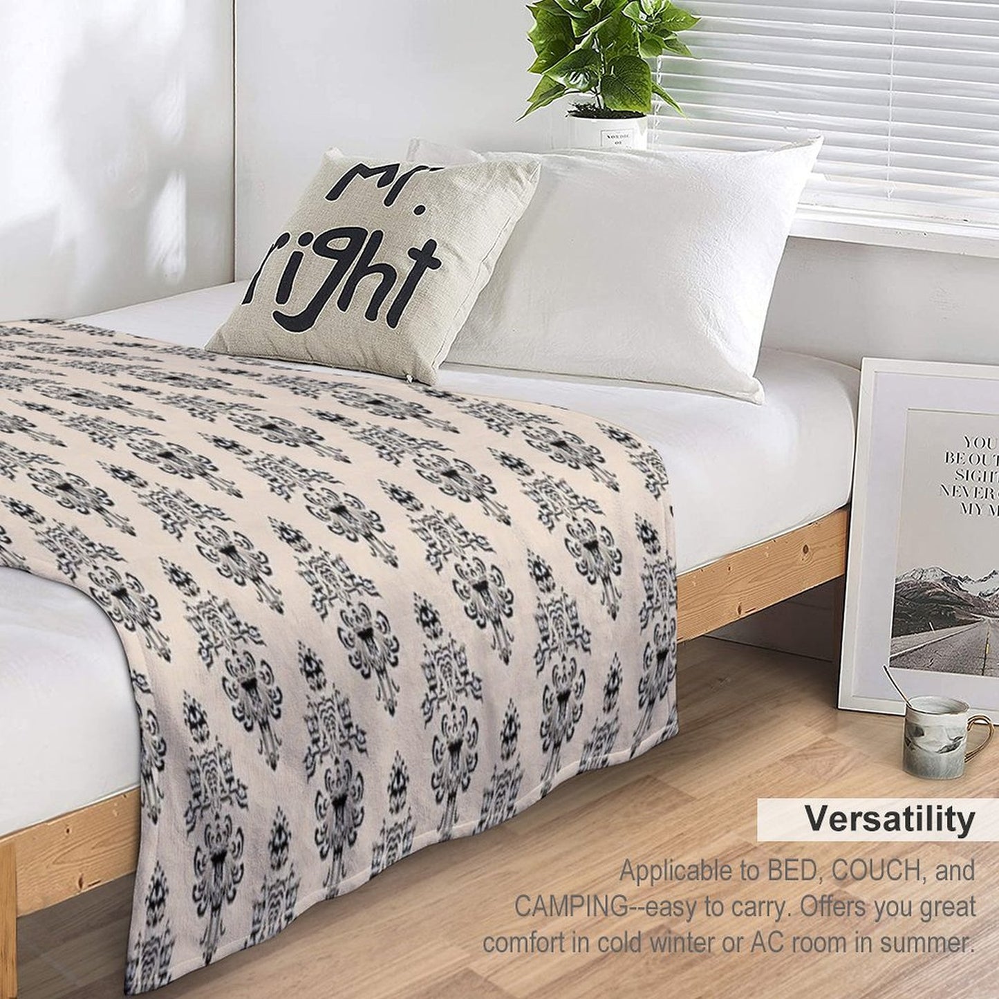 Haunted Mansion Wallpaper Hazelnut #Pastel Throw Blanket