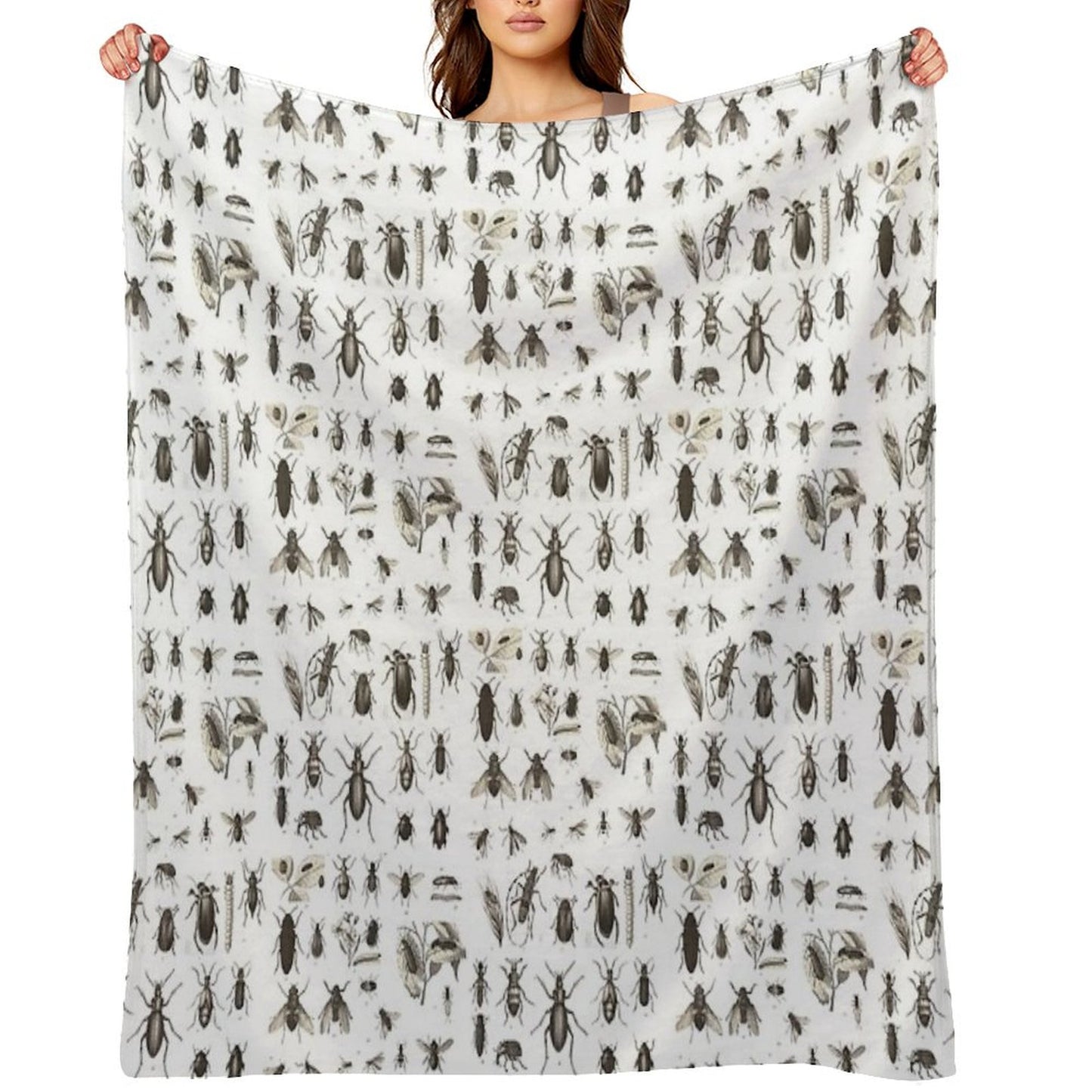 Many Different Bugs Vintage Entomology Throw Blanket