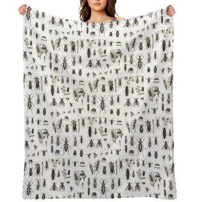 Many Different Bugs Vintage Entomology Throw Blanket