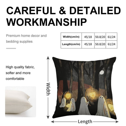 Ghost Parade Linen Throw Pillow Cover