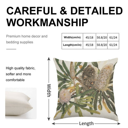 Banksia Serrata Linen Throw Pillow Cover
