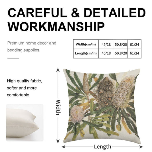 Banksia Serrata Linen Throw Pillow Cover