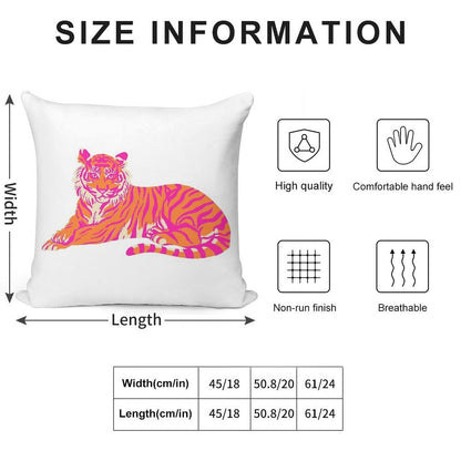 Pink And Orange Tiger Soft Style Accent Throw Pillow