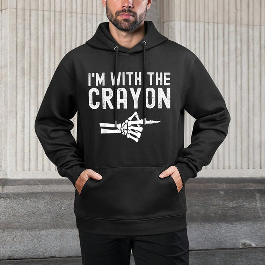 Im With The Crayon Funny Skeleton Halloween Couples Pilling-Resistant Hoodie