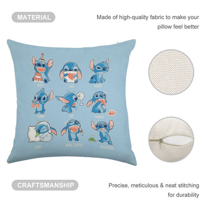 Stitch Emoticon! Linen Throw Pillow Cover