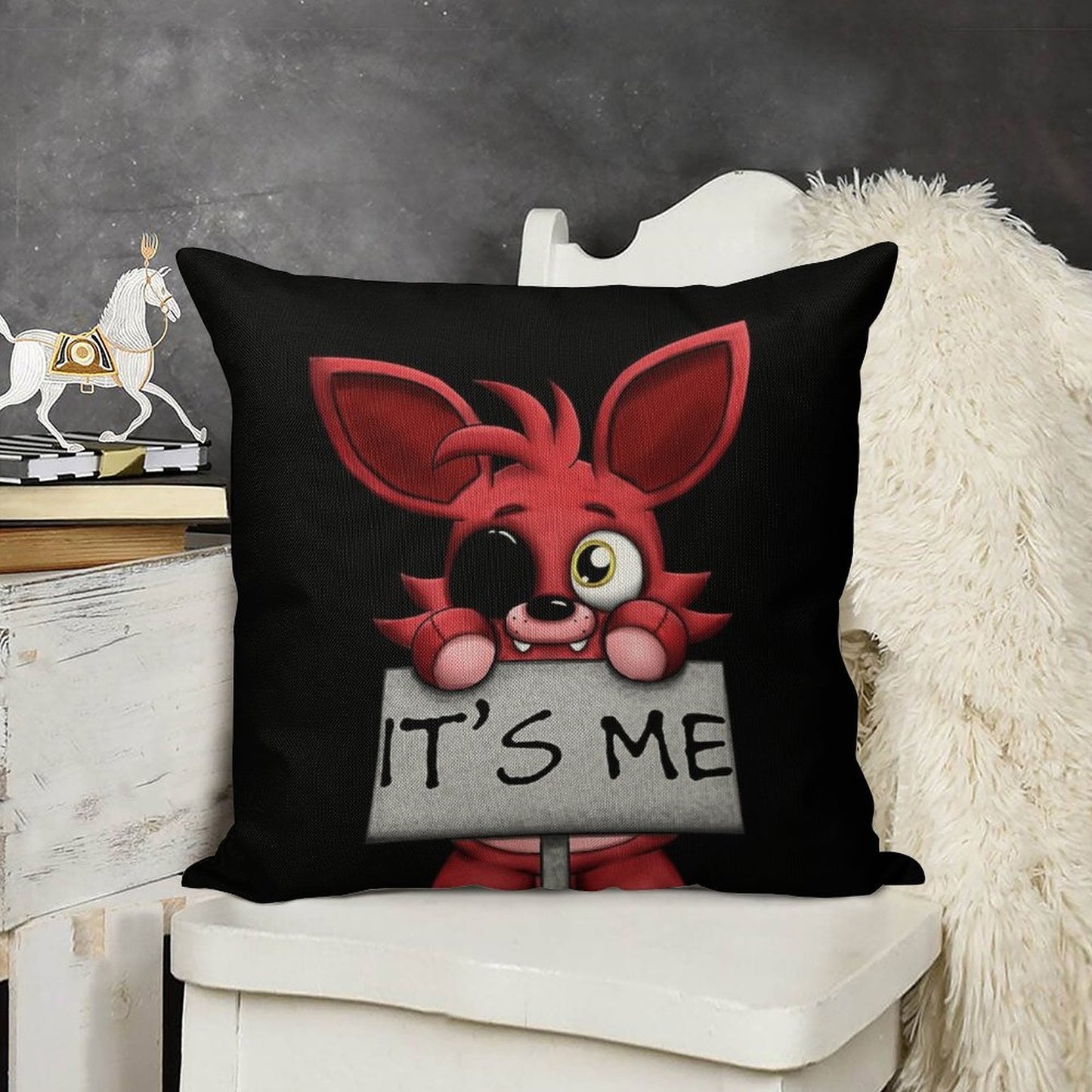 FNAF Plush Foxy Linen Throw Pillow Cover