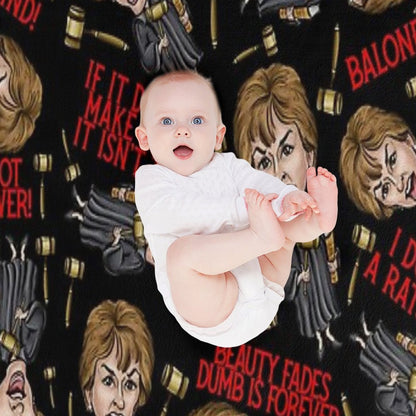 Black  Judge Judy Print Throw Blanket