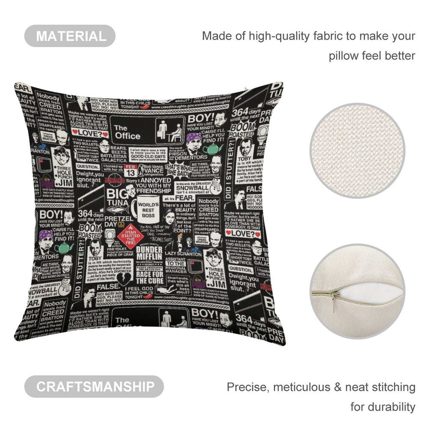 Wise Words From The Office - The Office Quotes Linen Throw Pillow Cover
