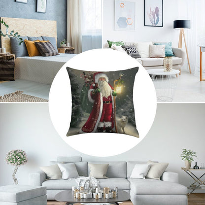 The Christmas Traveler Linen Throw Pillow Cover