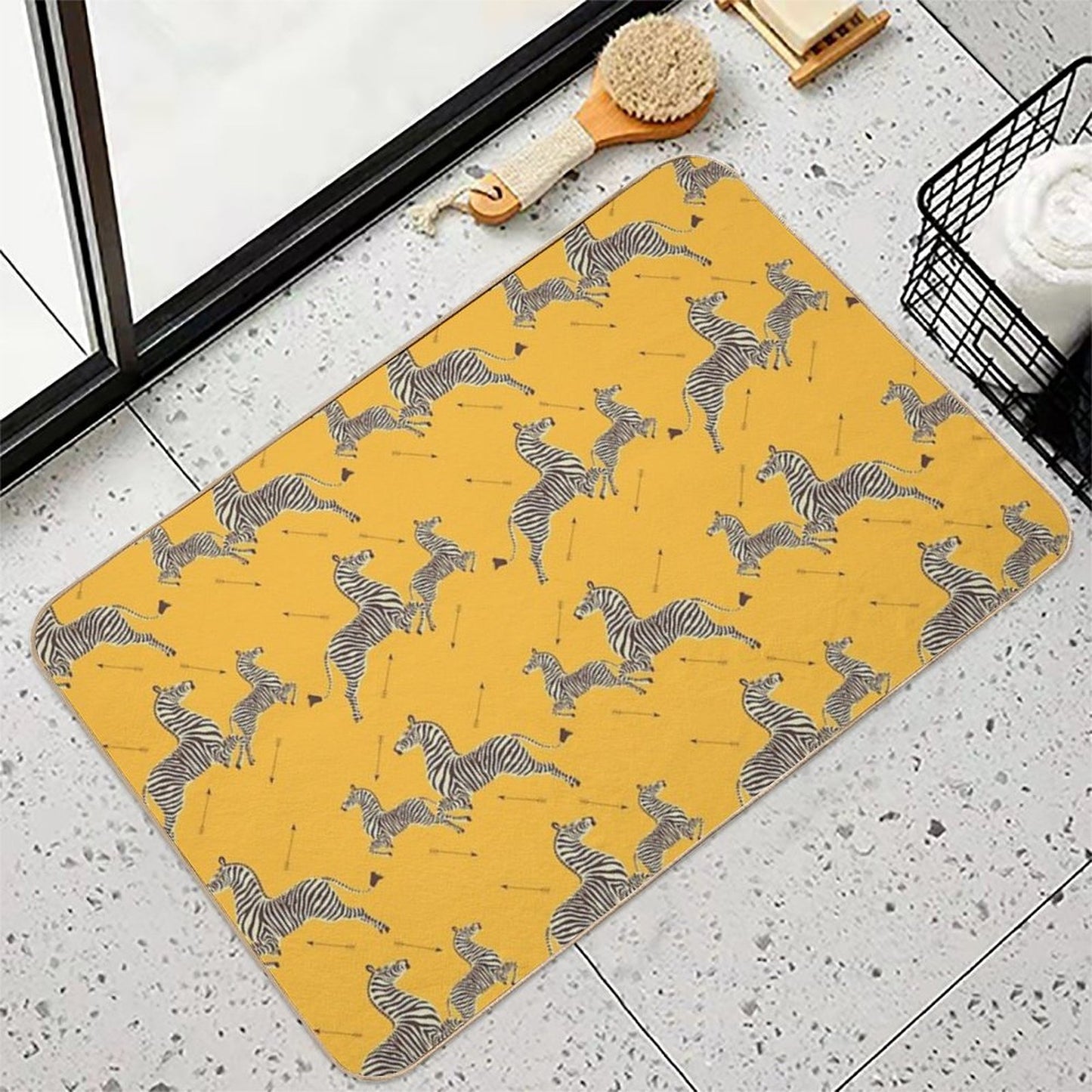 Zebra Wallpaper - Mustard Yellow - Royal Tenenbaums Margot Bath Mat