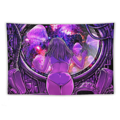 A Girl in Purple Room Tapestry