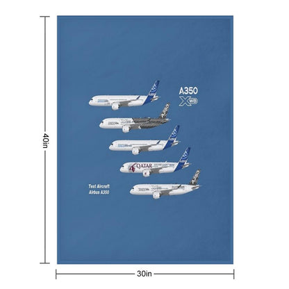 Airbus A350 Test Aircraft Fleet Illustration Throw Blanket