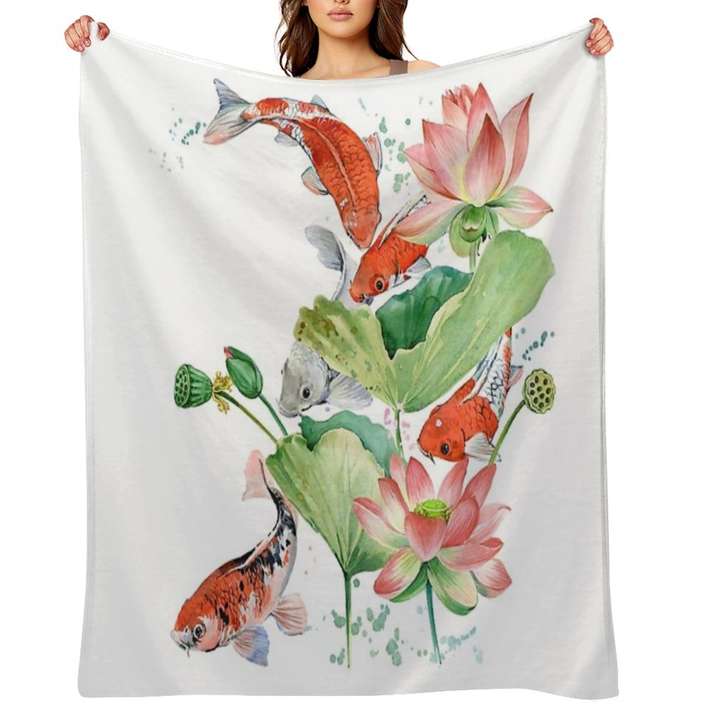 Koi Carp Fish Throw Blanket