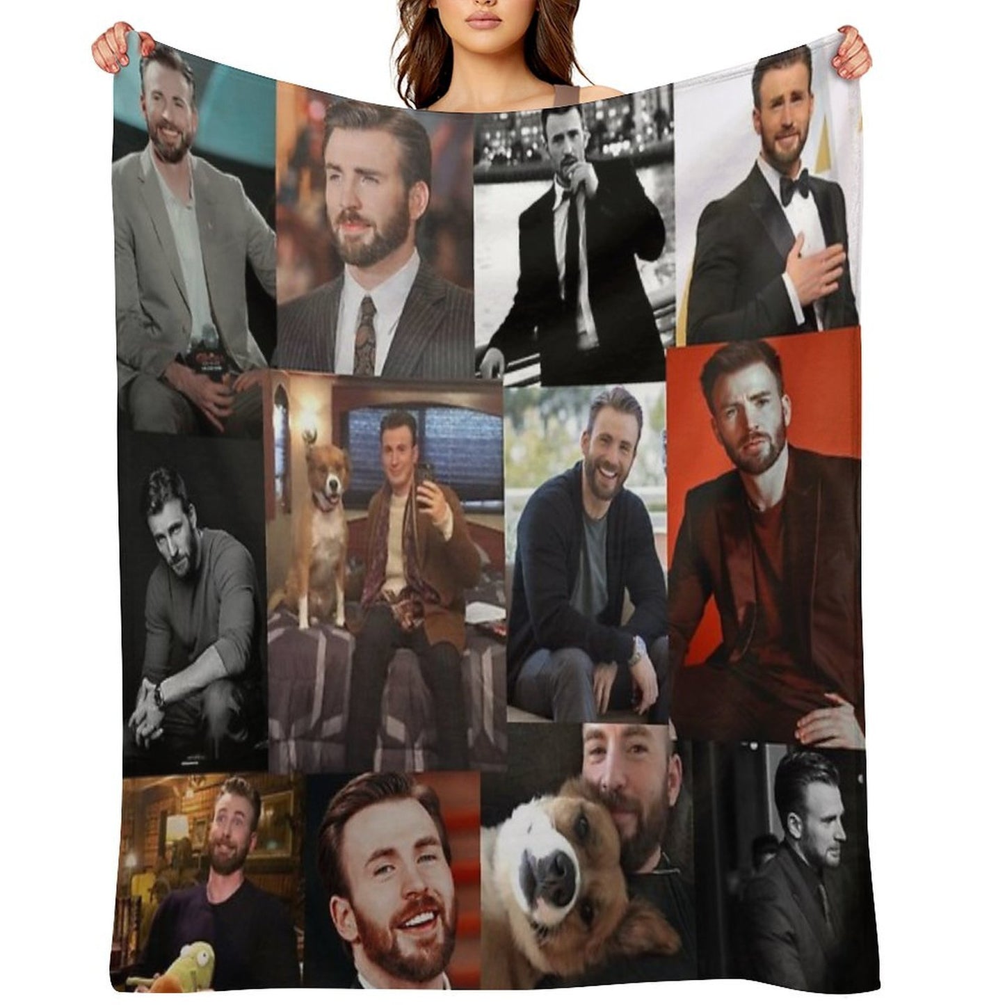 Chris Evans Pic Collage Throw Blanket